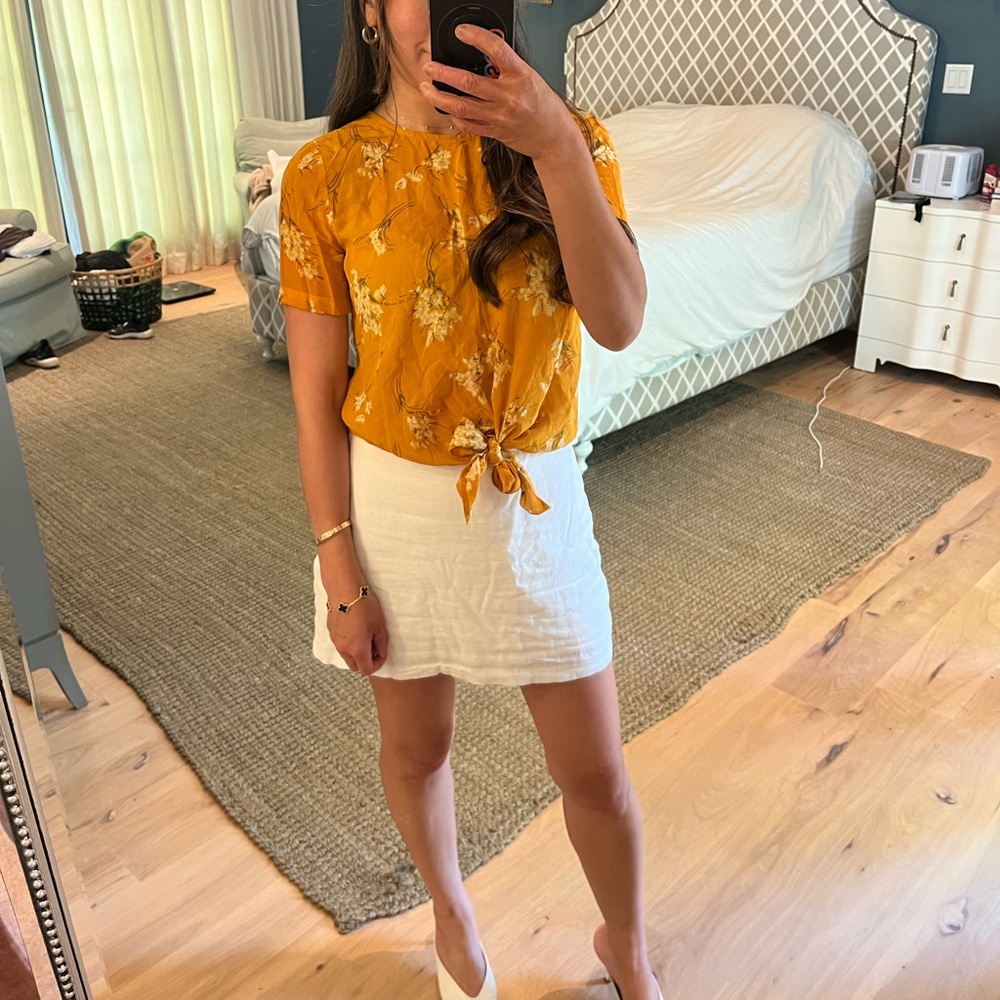 [SOLD]Madewell Yellow Floral Tie-Front Top